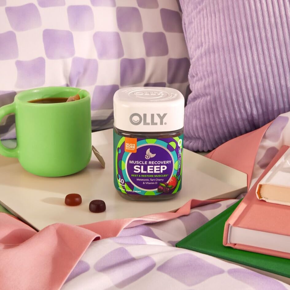OLLY vista superior del frasco abierto con 40 gomitas para cantidad