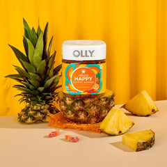 OLLY etiqueta nutricional destacando ingredientes clave y dosis