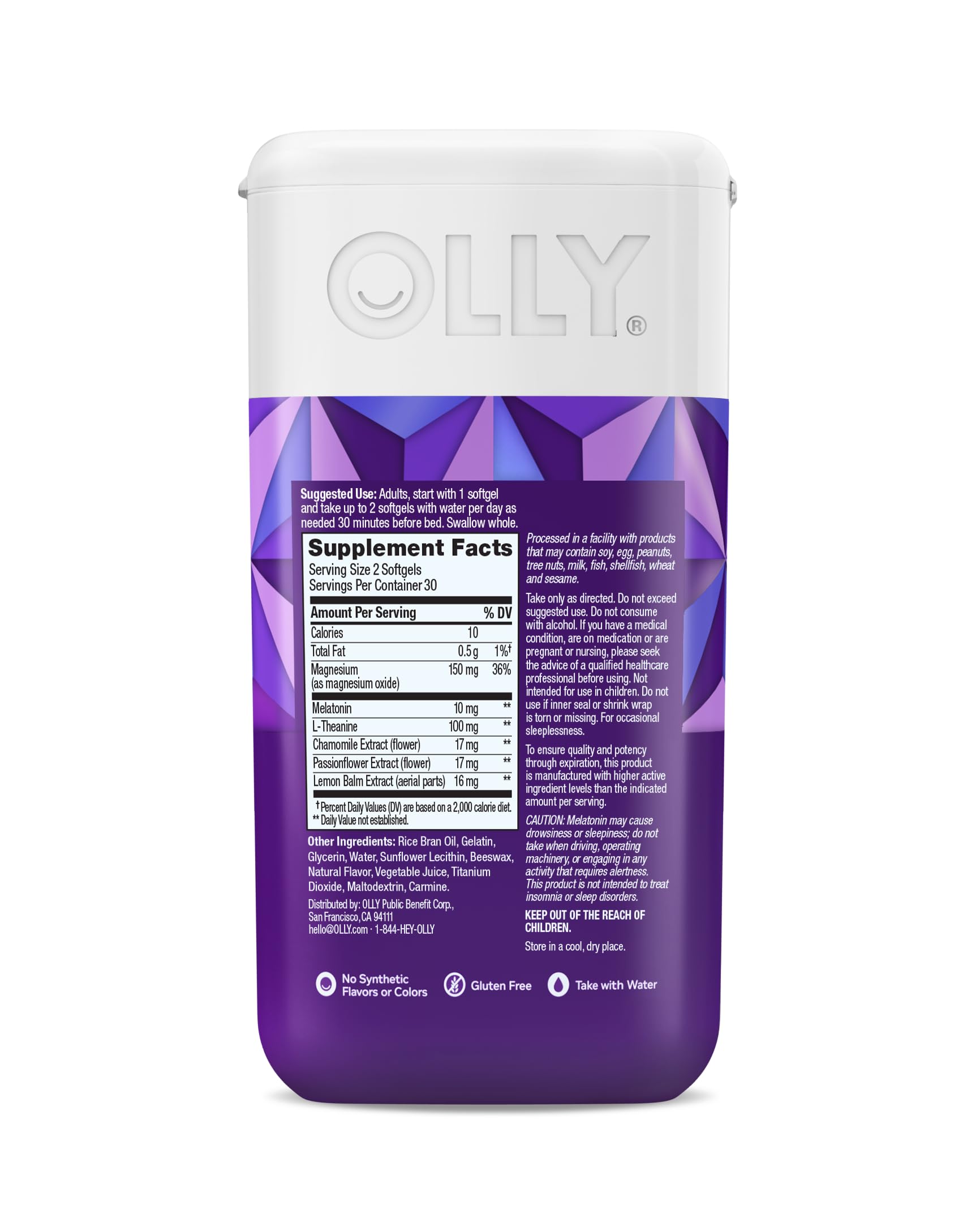 OLLY aquí aparecen manzanilla pasiflora y toronjil como ingredientes naturales