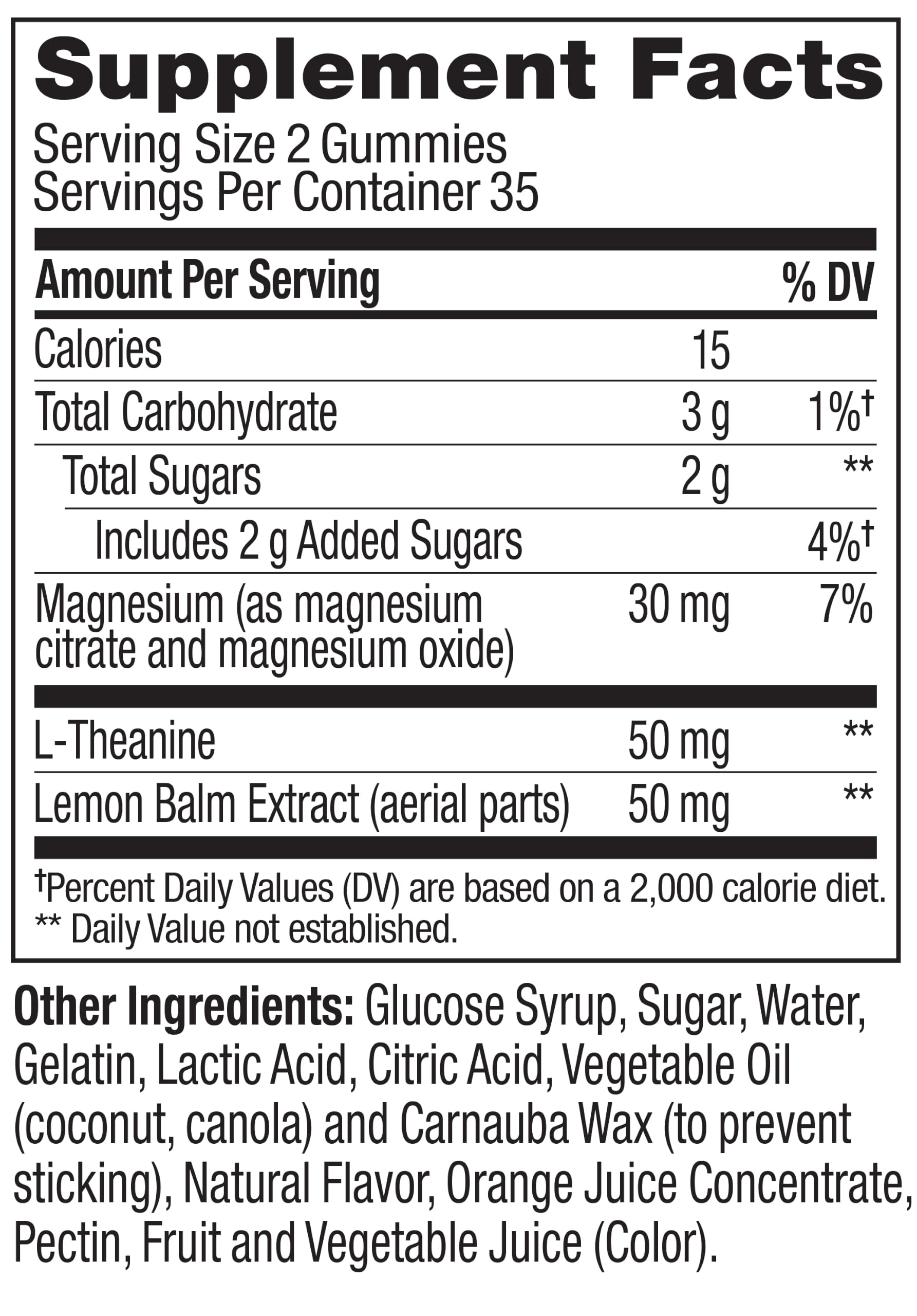 OLLY etiqueta nutricional Chillax con información de dosis clara