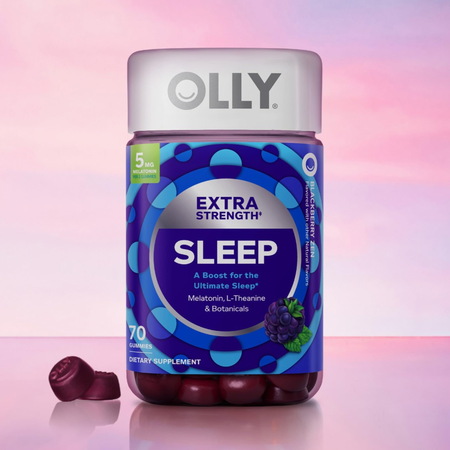 OLLY enfoque en sabor Blackberry con menta para destacar perfil gustativo