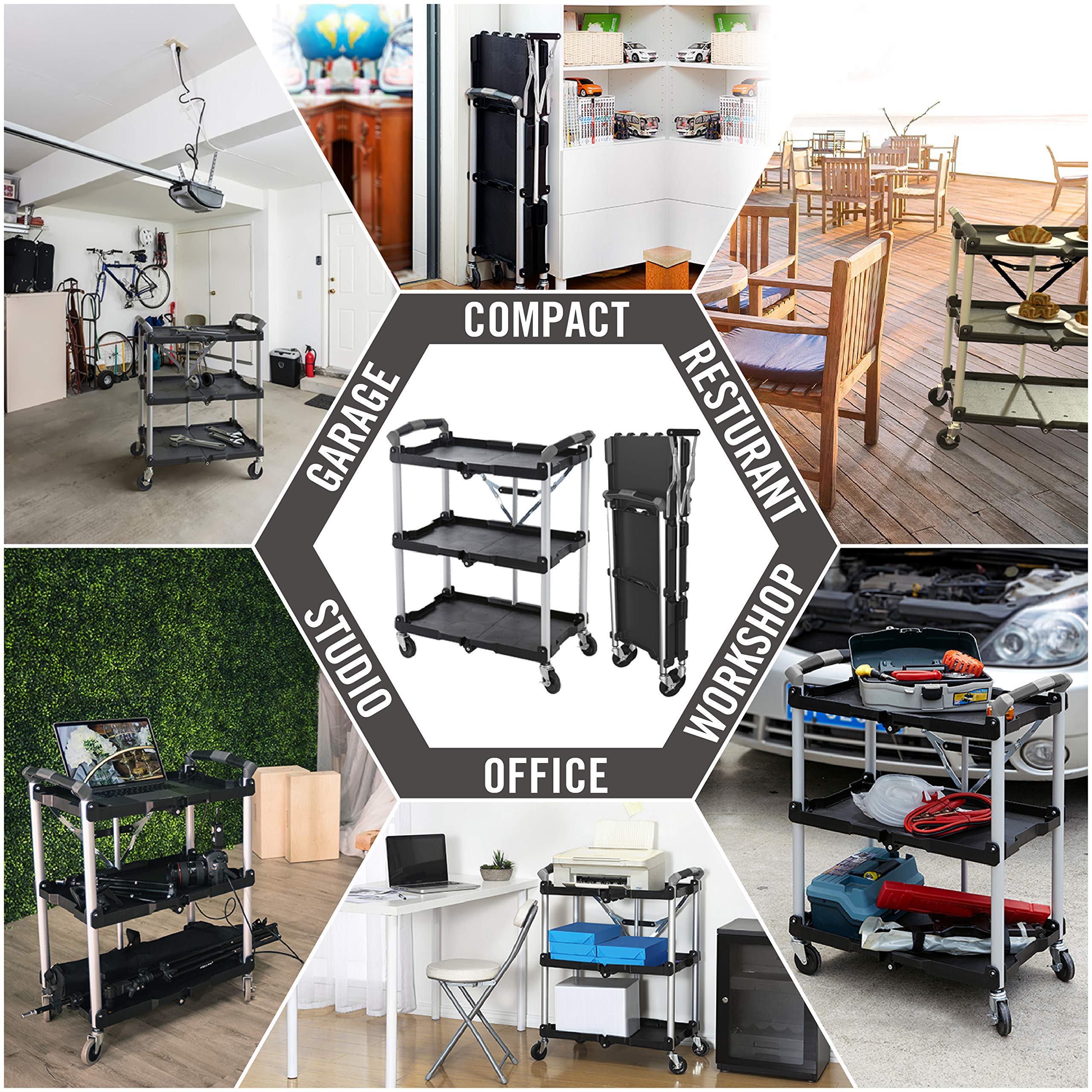 Olympia Tools bandejas de tres niveles mostrando organización eficiente