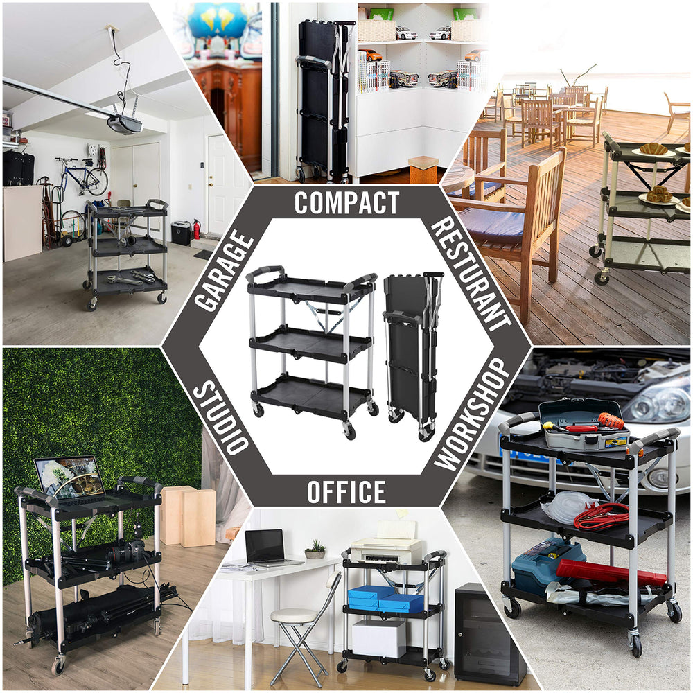 Olympia Tools bandejas de tres niveles mostrando organización eficiente