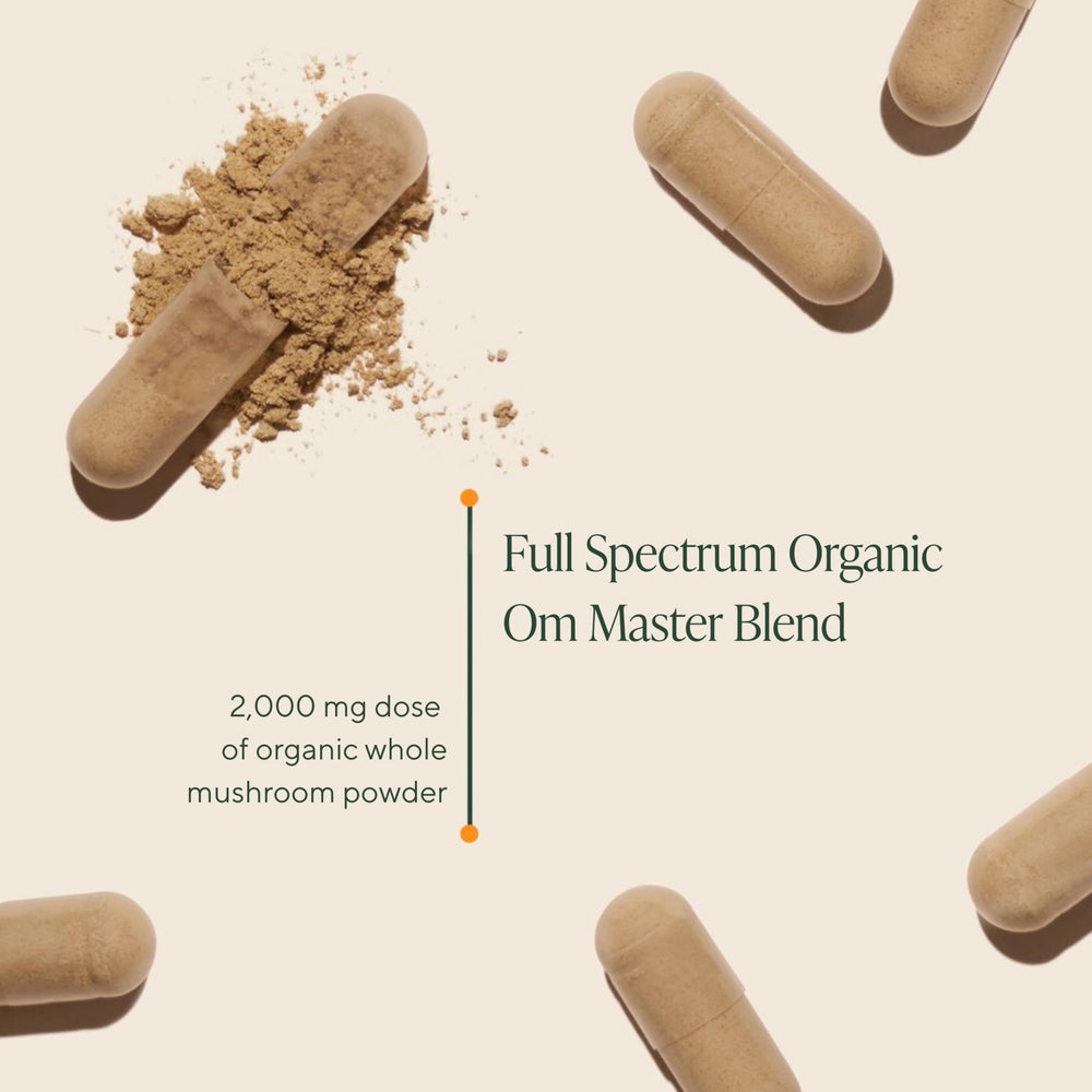 OM MUSHROOM SUPERFOOD polvo de hongos textura orgánica que facilita mezcla y dosificación