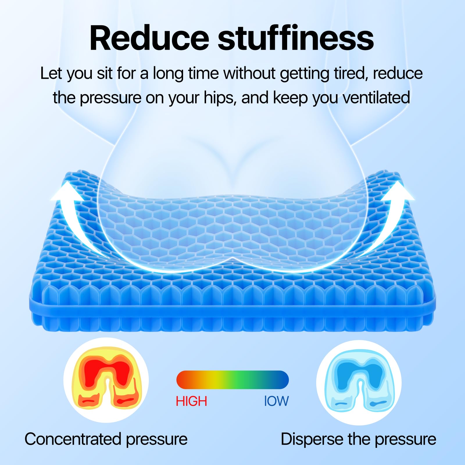 OMCOZY demostración de elasticidad del gel mostrando resistencia y durabilidad