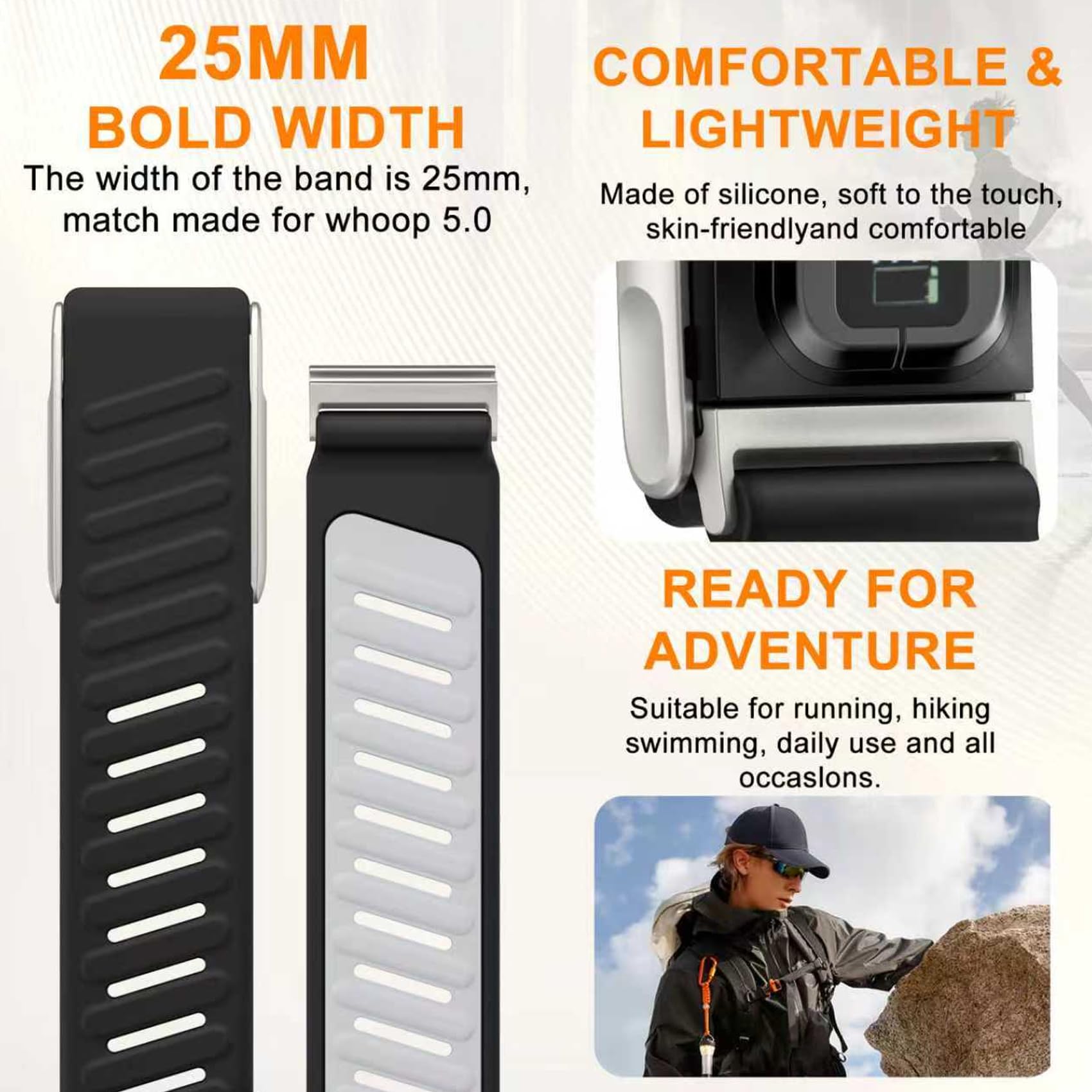 omee strap on wrist showing adjustable fit for different wrist sizes