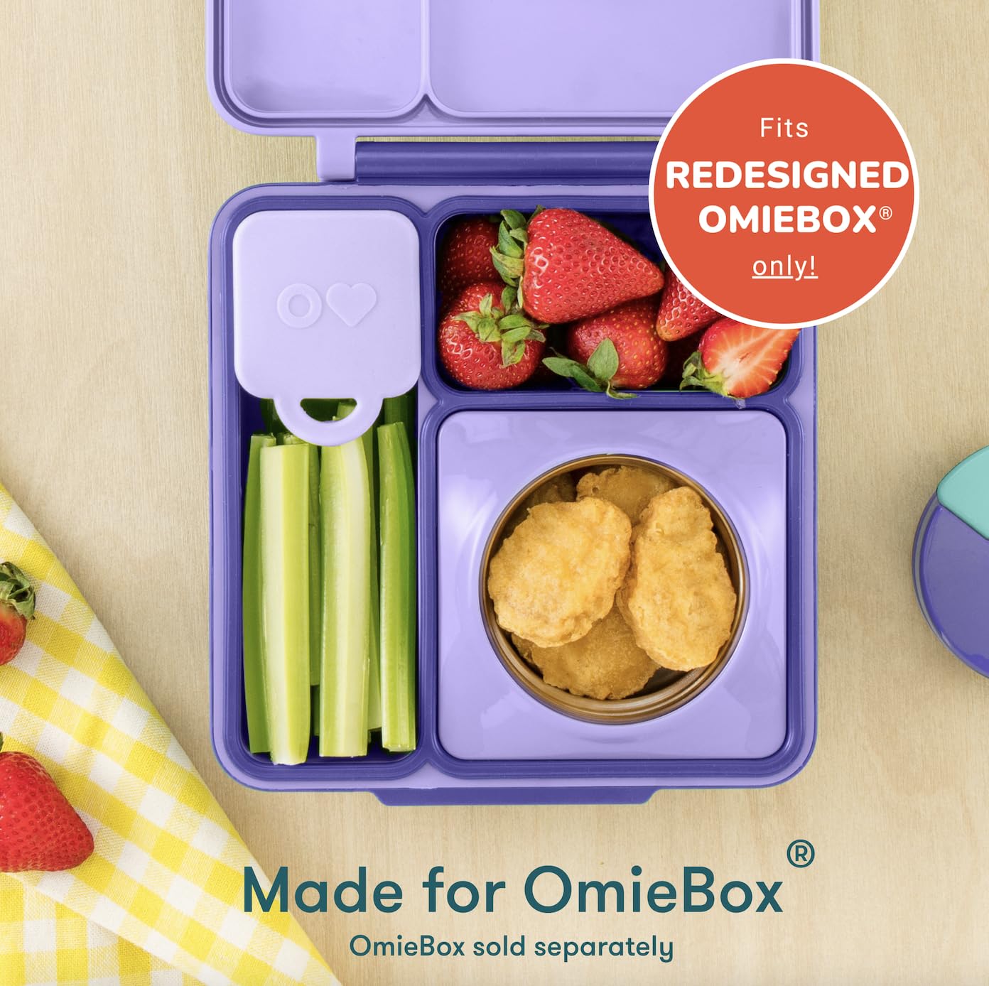 Omie OmieDip abierto con verduras, beneficio de porciones y frescura