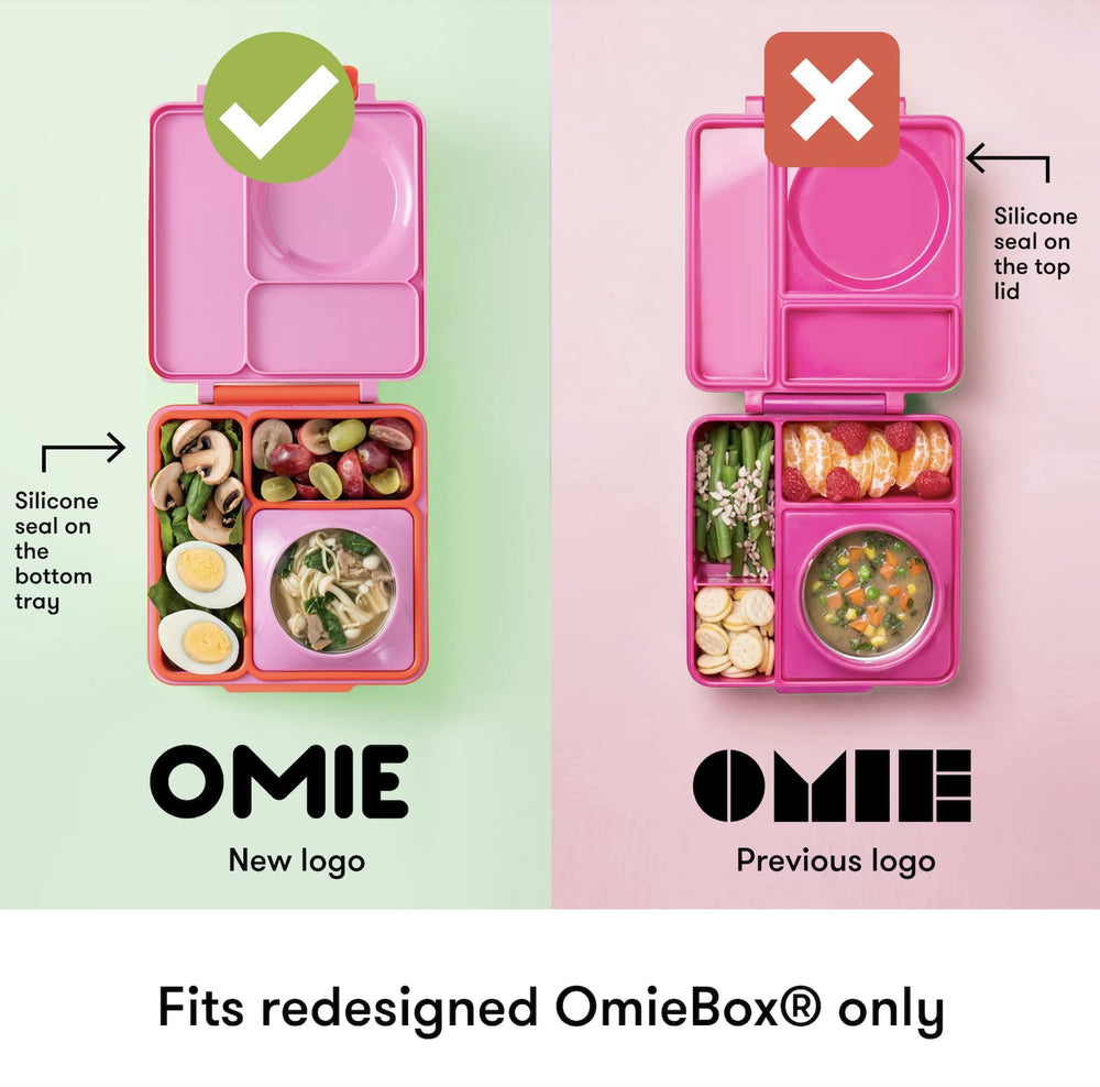 Omie OmieDip usado fuera de la caja llevando frutas y aderezo seguro