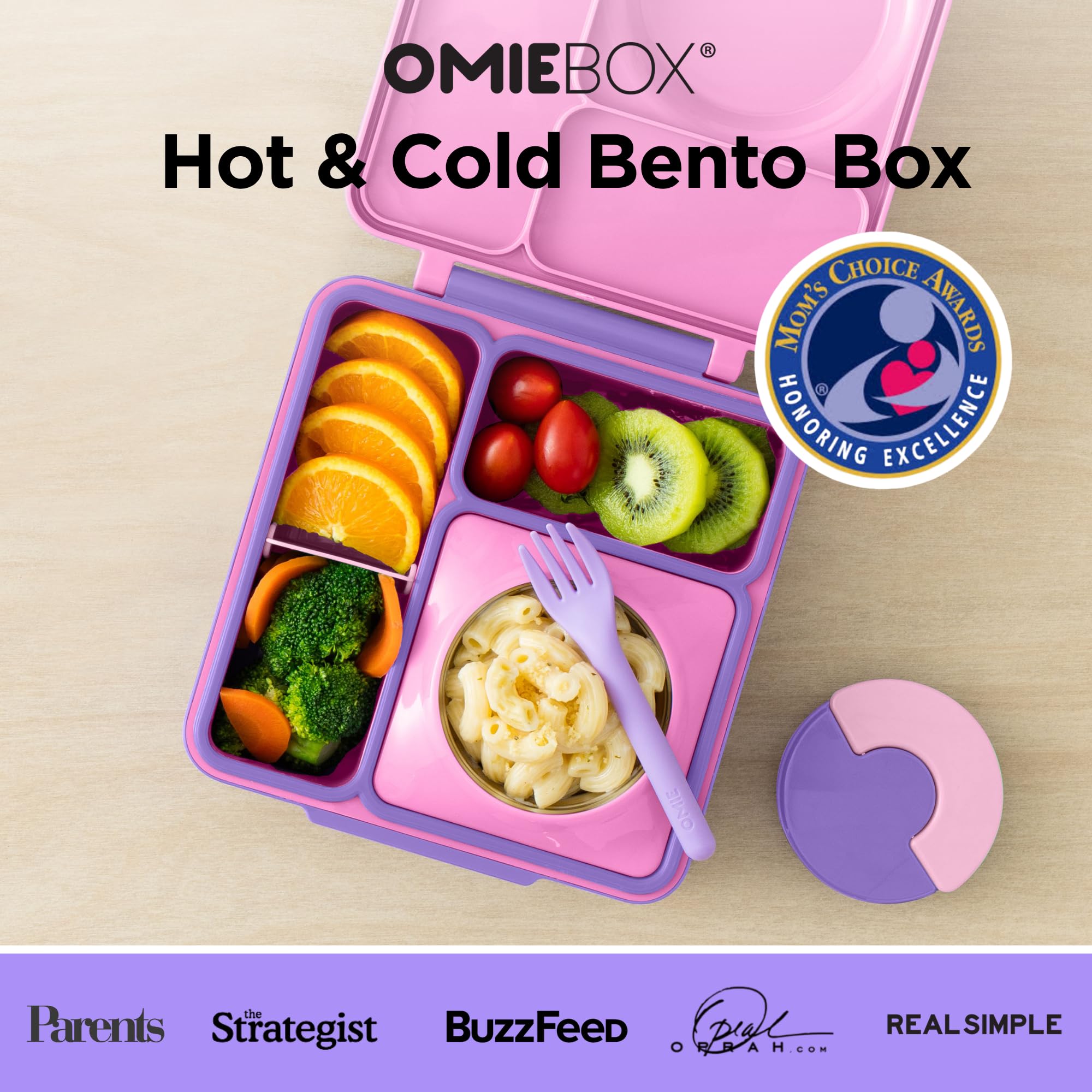 Omie OmieBox Unicorn Pink interior con contenedor aislado y compartimentos organizados