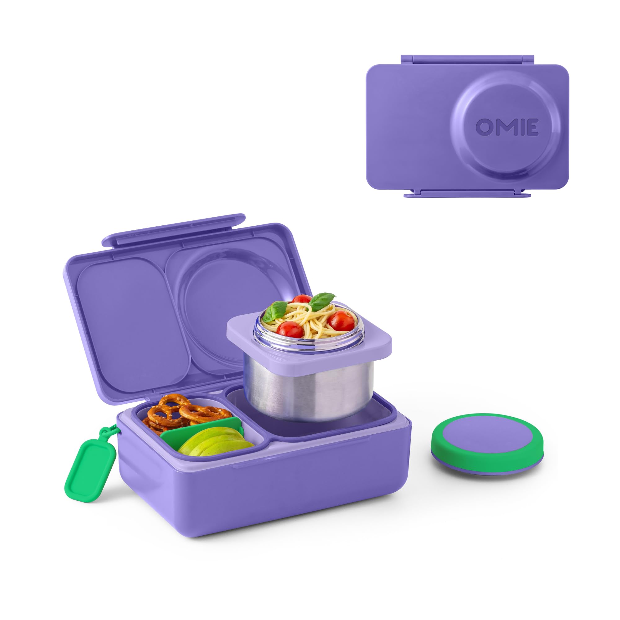 Omie OmieBox UP frontal mostrando diseño Galaxy Purple y transporte seguro