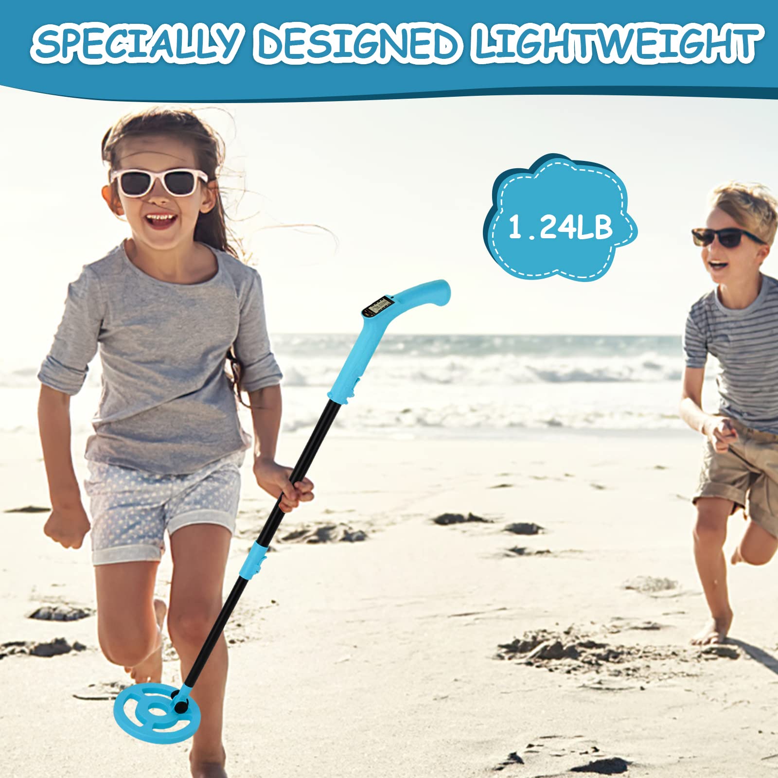 OMMO kit accessories including 9V battery, plastic shovel and rake ready for play