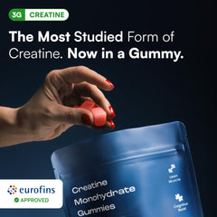 OMNI Creatine gomita en detalle, textura masticable que facilita la toma