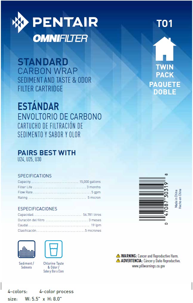 OMNIFilter TO1 beside ruler showing 10-inch size for correct fit and installation confidence