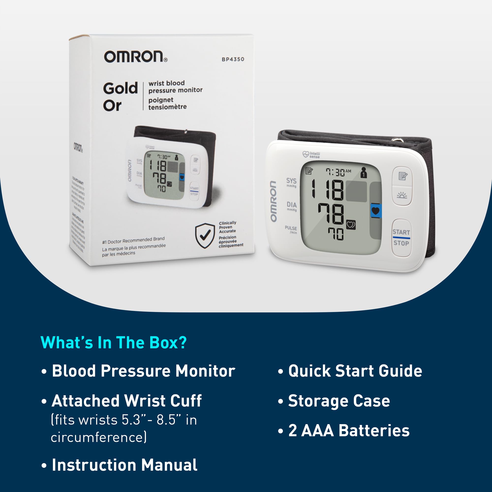 OMRON Gold mostrando OMRON Connect en teléfono para guardar y compartir datos