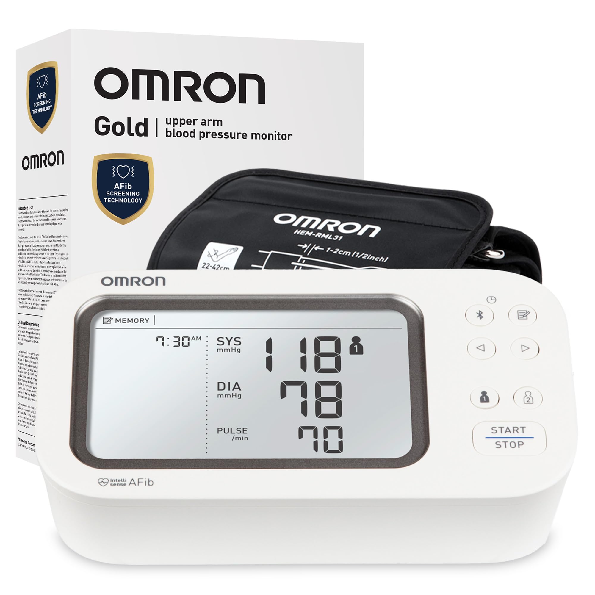 OMRON Platinum vista frontal mostrando pantalla clara y fácil lectura