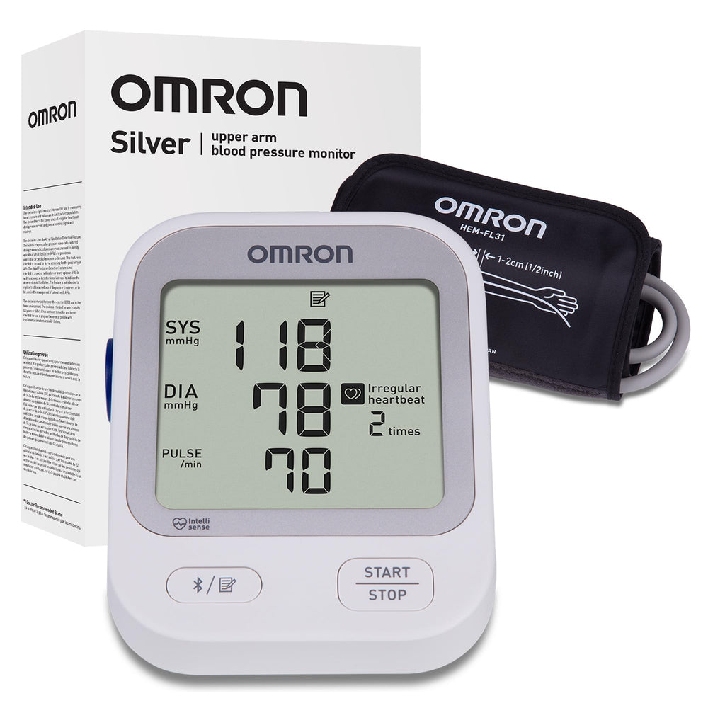 OMRON Silver vista frontal con pantalla clara y lectura precisa