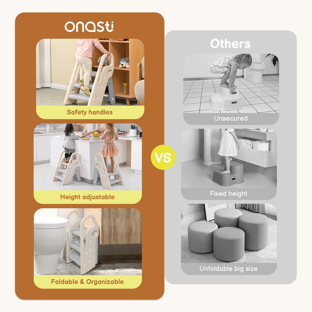 Onasti extensor de grifo instalado que facilita acceso al agua para niños