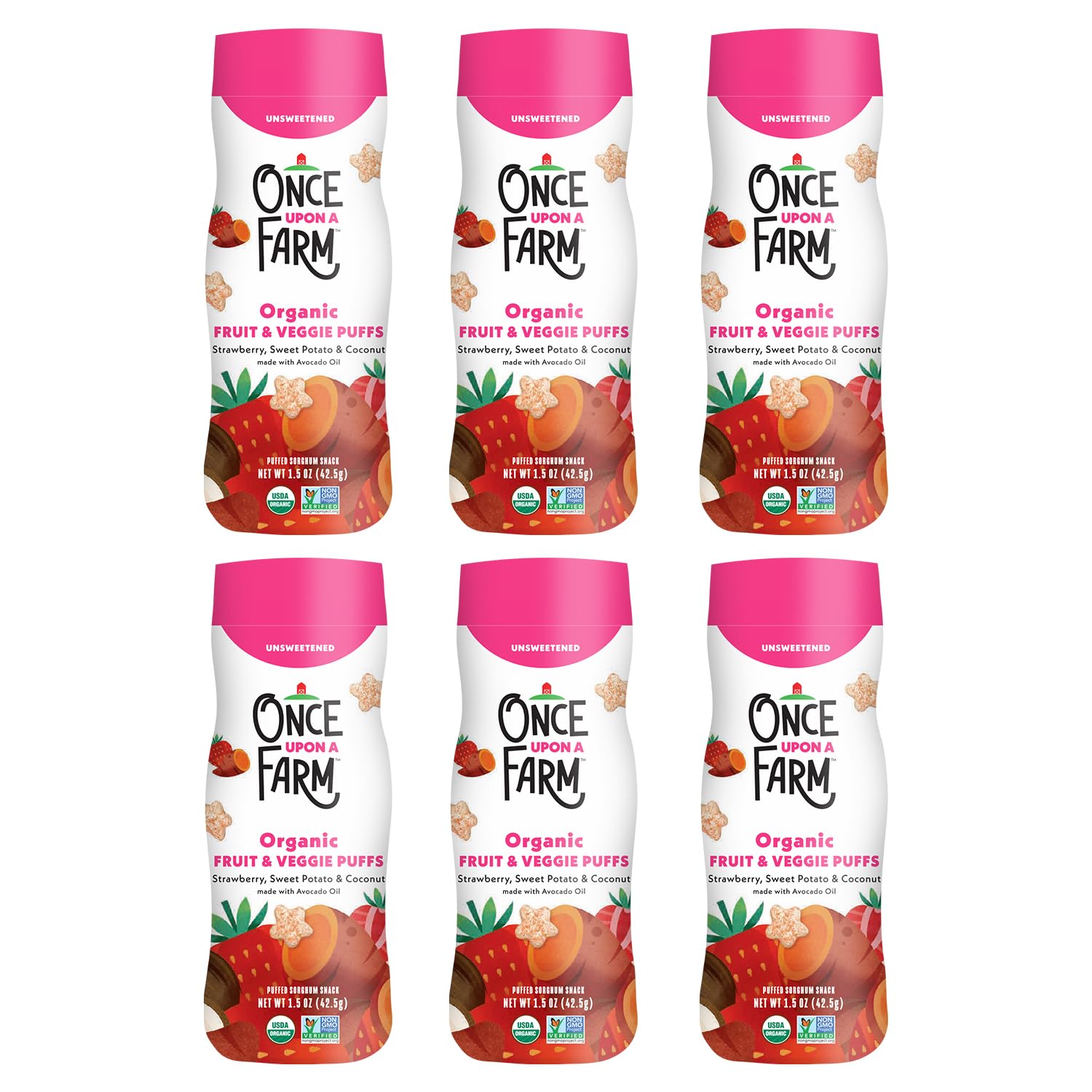 Once Upon a Farm lata frontal del snack, práctico y portátil