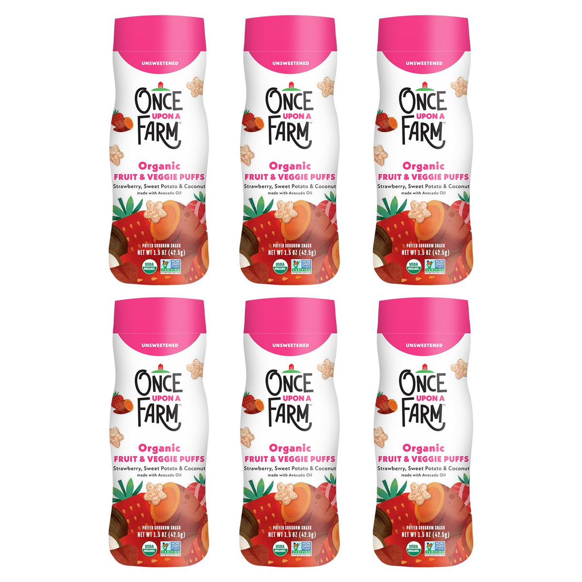 Once Upon a Farm lata frontal del snack, práctico y portátil