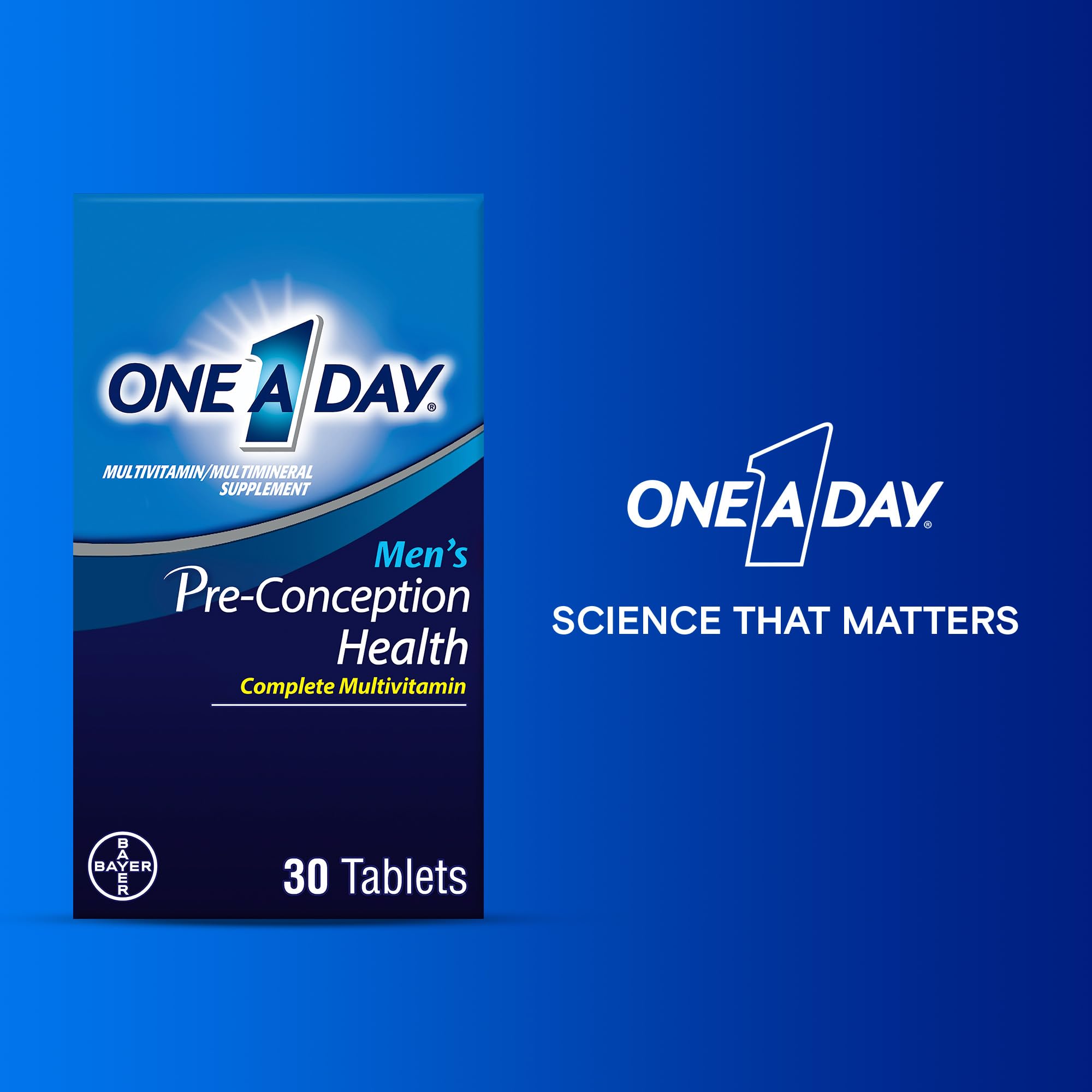 ONE A DAY comparación de tamaño de la tableta junto a una moneda para escala