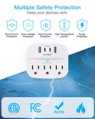 One Beat adaptador en pared cargando un teléfono, organización eficiente
