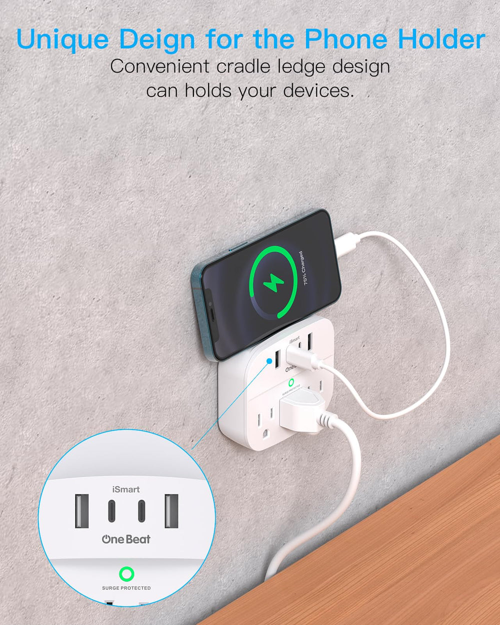 One Beat comparativa de tamaño con una mano, diseño compacto portátil