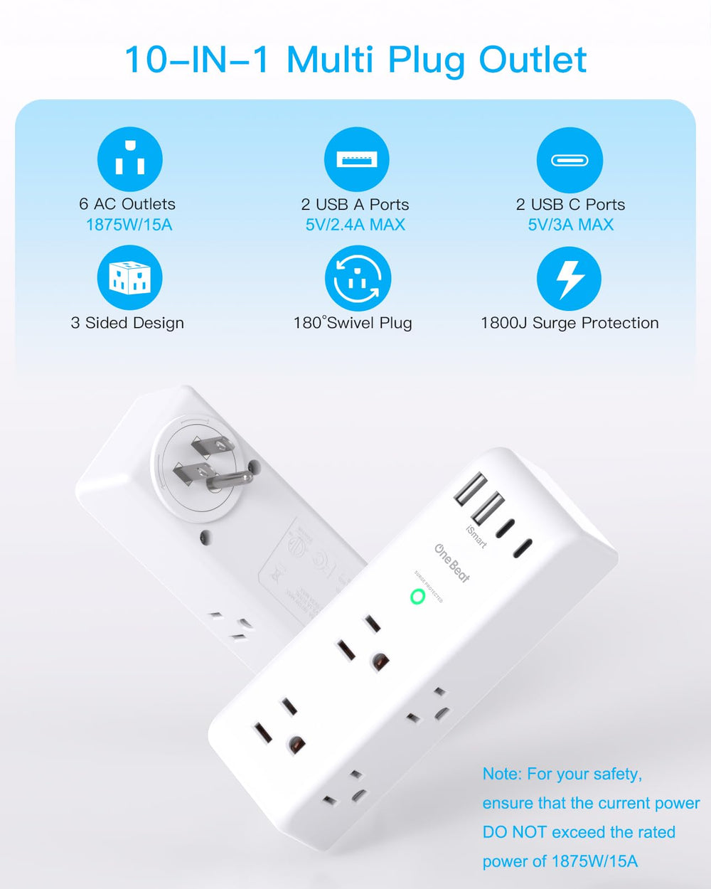 One Beat primer plano de puertos USB-C y USB-A para carga rápida y eficiente