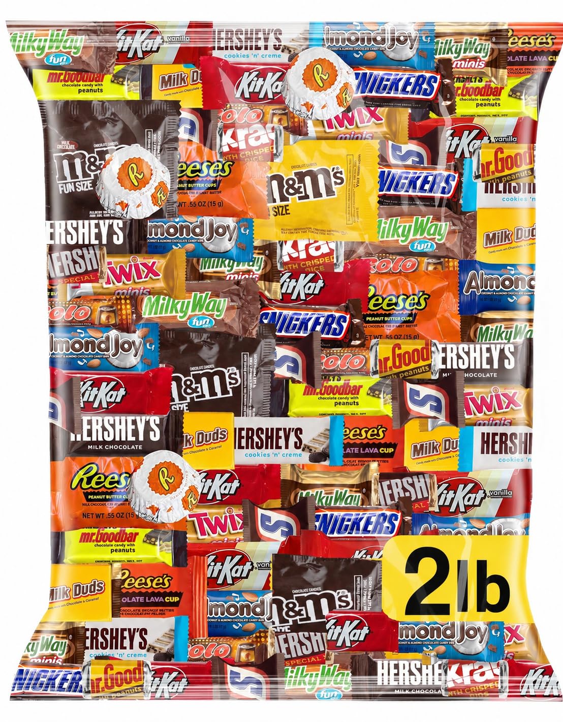 ONE CANDY WAY bolsa frontal mostrando chocolates surtidos, ideal para compartir