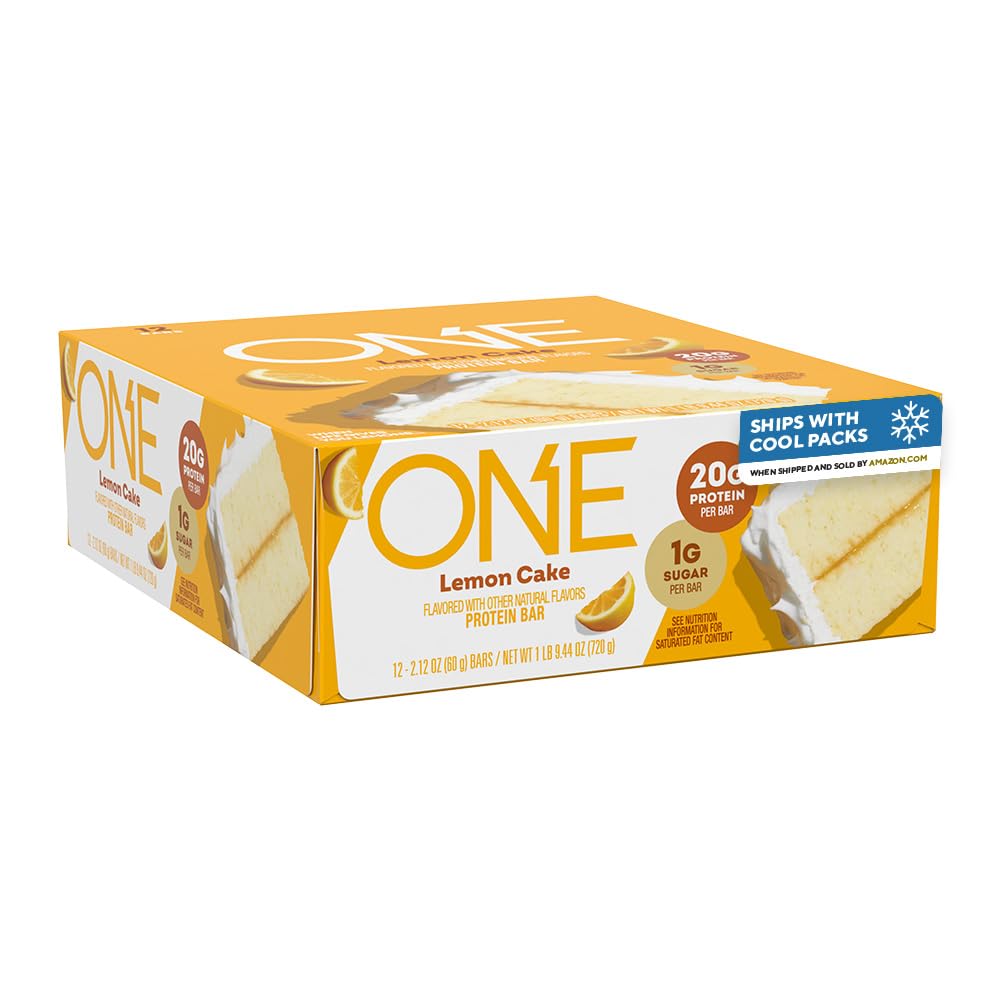 ONE empaque frontal de Lemon Cake mostrando caja de 12 unidades y etiqueta clara