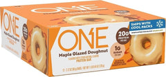 ONE empaque frontal mostrando barras y sabor maple, práctico para llevar