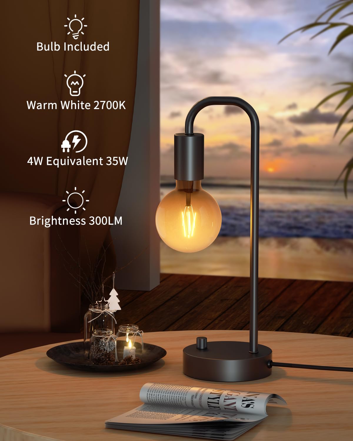 ONEWISH bombilla LED Edison E26 incluida con luz cálida y sin parpadeos