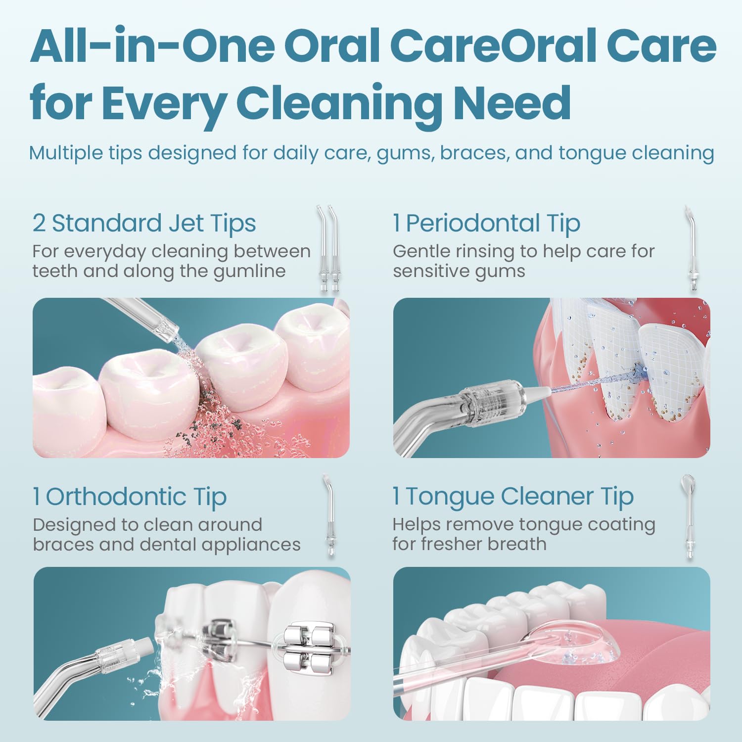 Onlyone en uso limpiando alrededor de brackets para mejor higiene ortodóntica