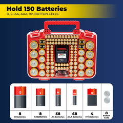 Ontel Battery Daddy tapa transparente para ver pilas al instante