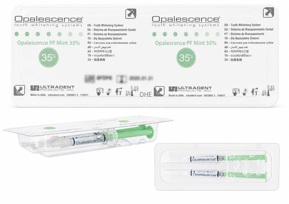 Opalescence paciente usando bandeja y gel para un tratamiento cómodo en casa