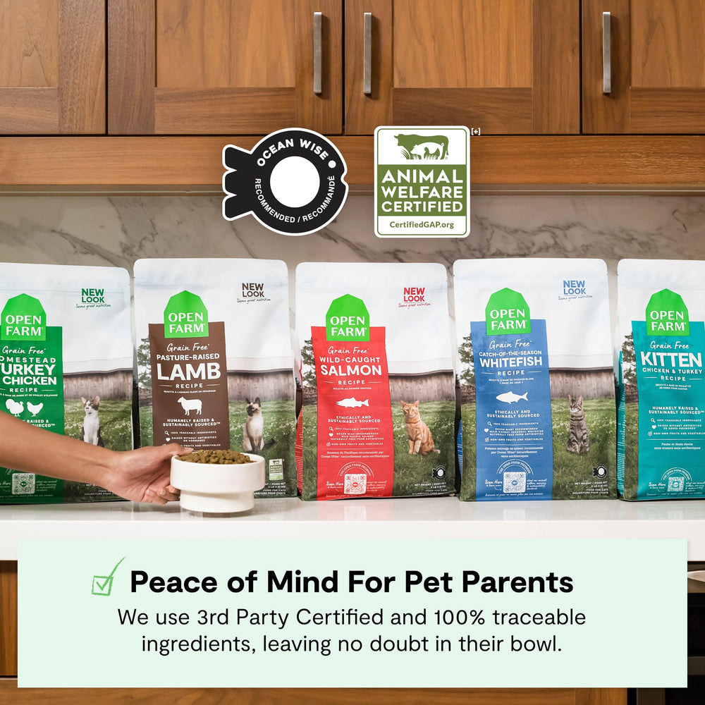 Open Farm etiqueta con lista de ingredientes trazables y sin aditivos