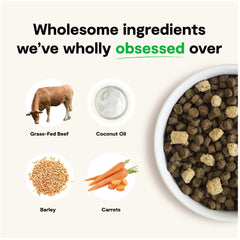 Open Farm trozos liofilizados visibles que aportan sabor y proteína