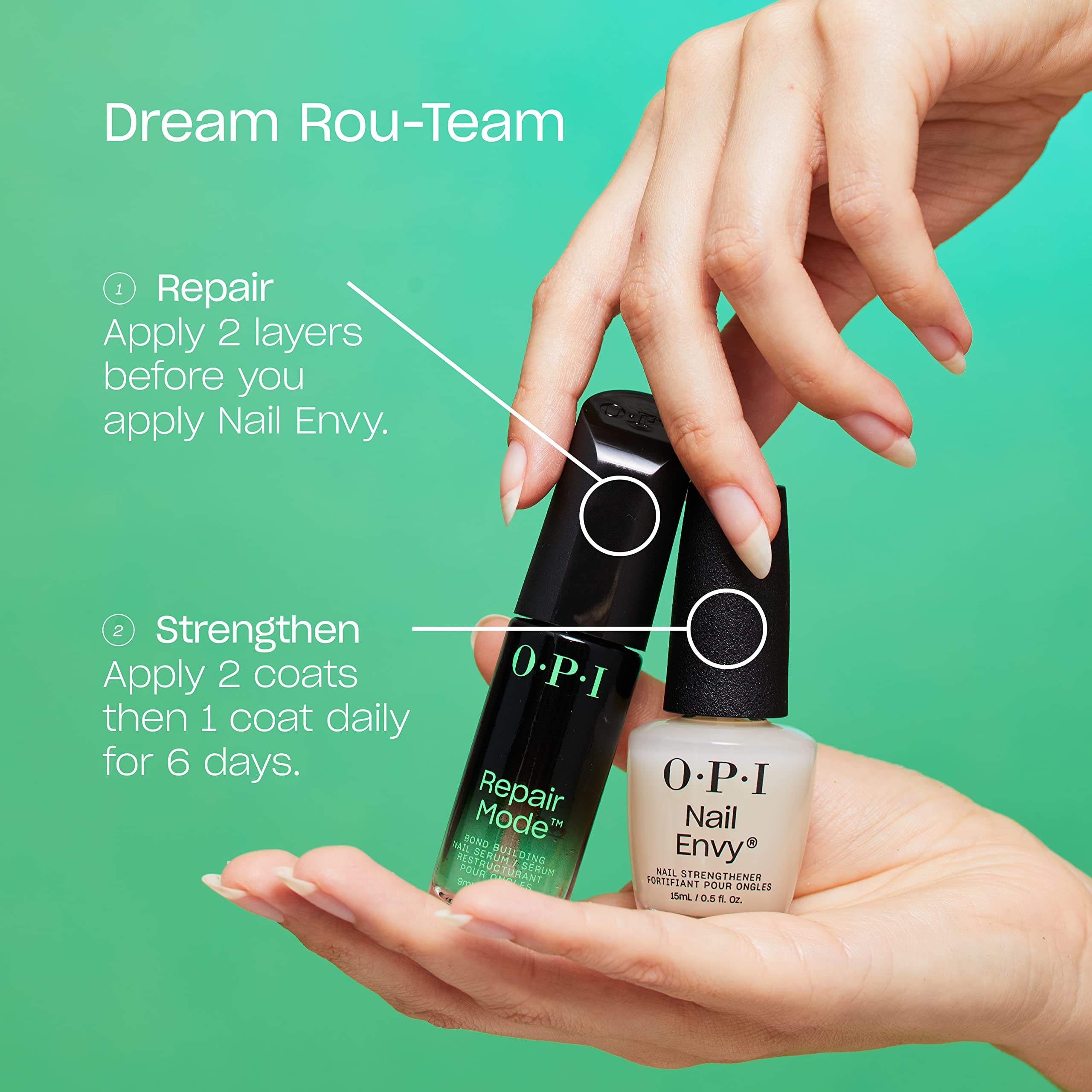 OPI etiqueta con vitaminas y calcio destacadas, beneficio nutrientes fortalecedores