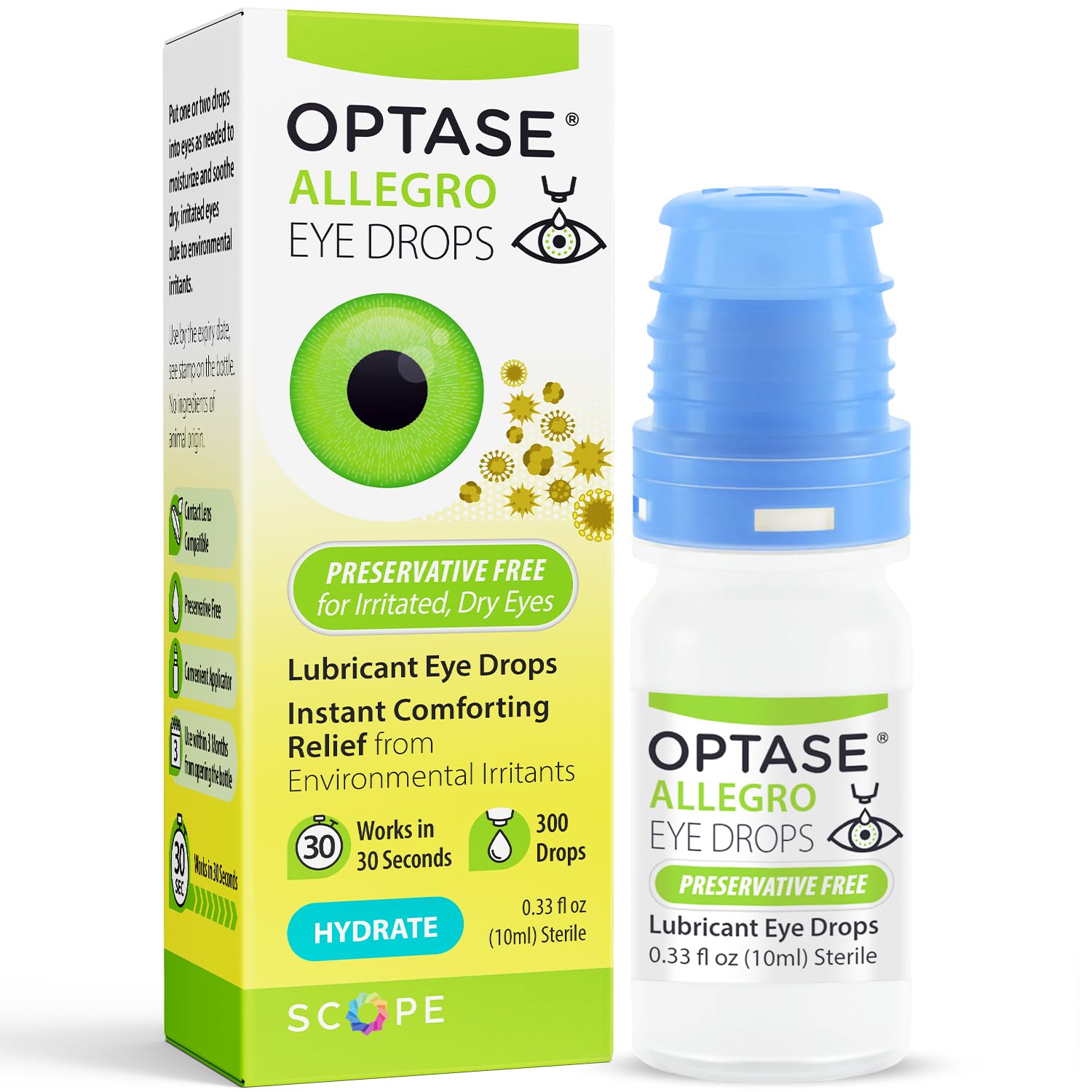 Optase Allegro vista frontal del frasco que muestra presentación compacta y práctica