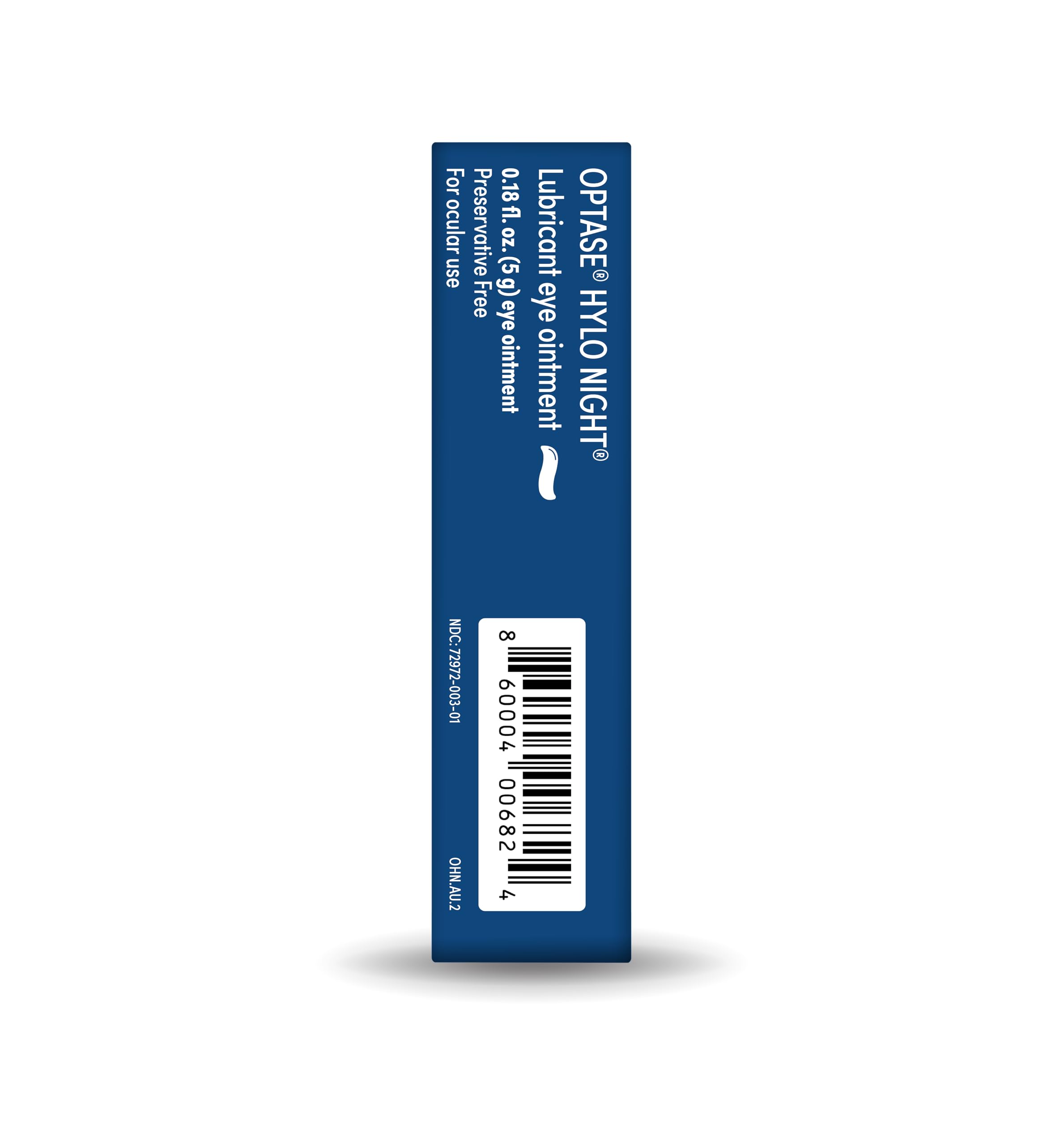Optase HYLO Night etiqueta con NDC 72972‑003‑01 para verificar autenticidad del producto