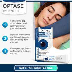 Optase HYLO Night comparación de tamaño del tubo 0.18 oz para referencia portátil