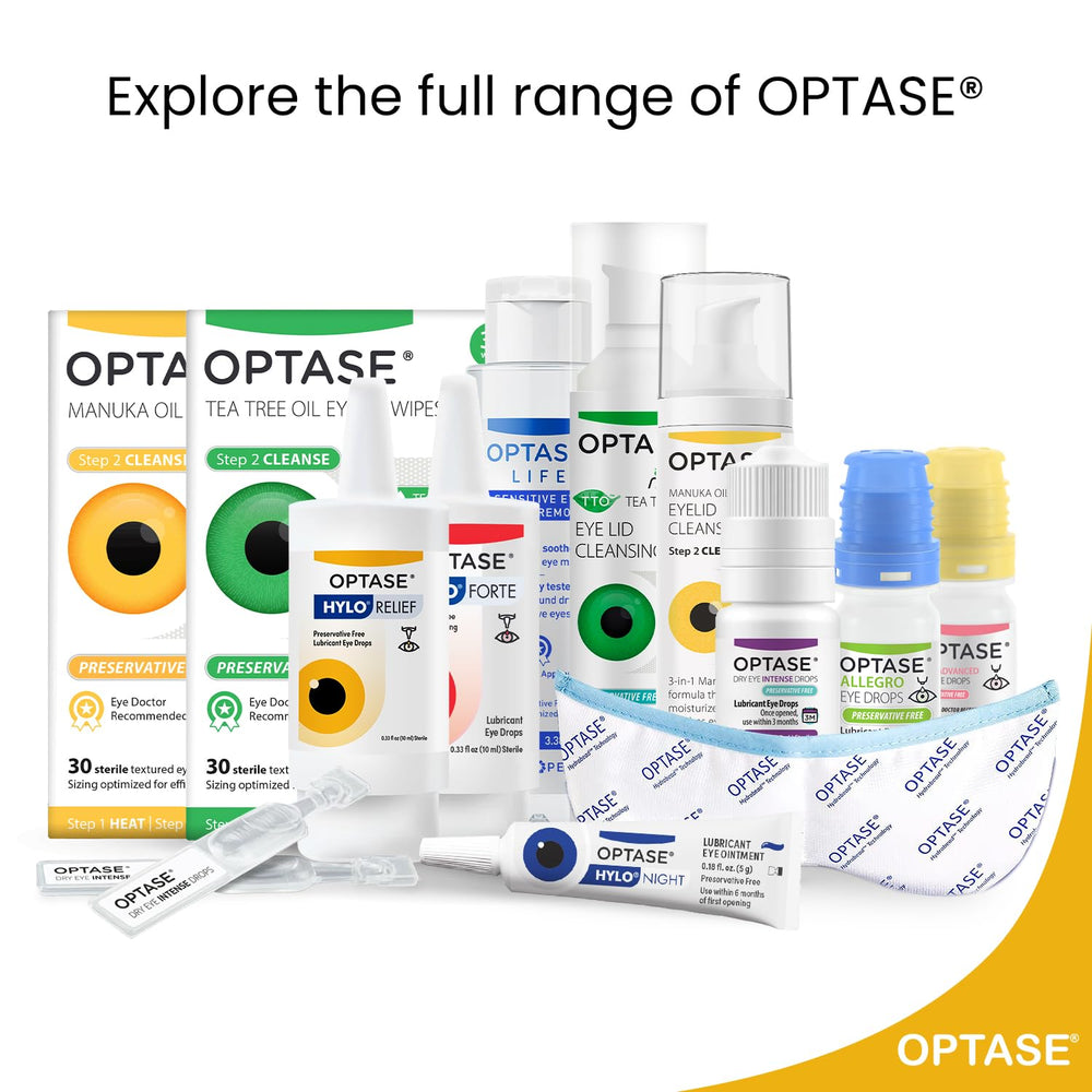 Optase HYLO Relief comparado con monedas para mostrar escala compacta