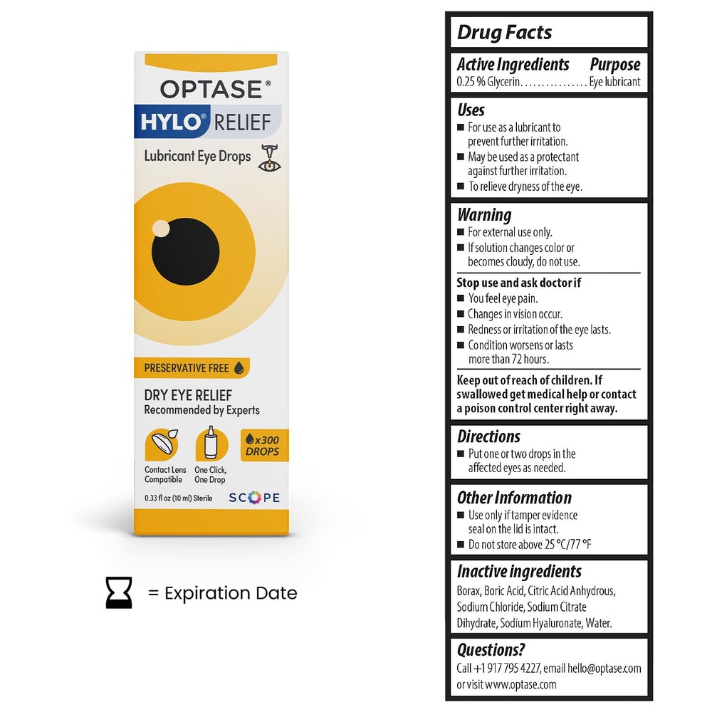 Optase HYLO Relief boquilla dispensadora segura que evita contaminación