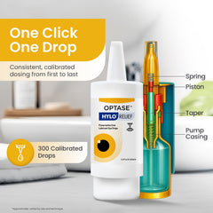 Optase HYLO Relief botella en mano para apreciar tamaño portátil