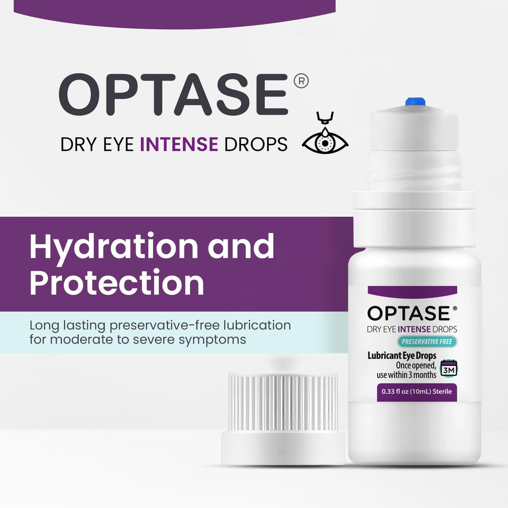 Optase single drop on fingertip showing clear lubricating texture for soothing relief