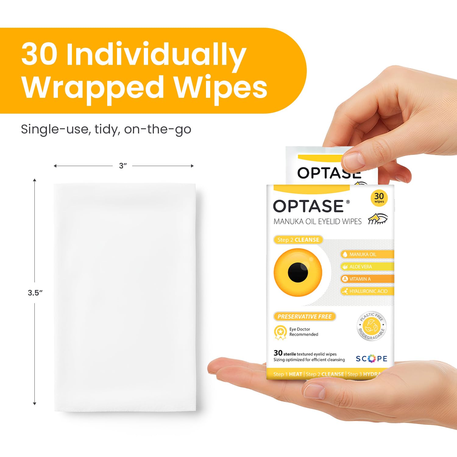 OPTASE sobre individual sellado listo para uso, higiene y conveniencia