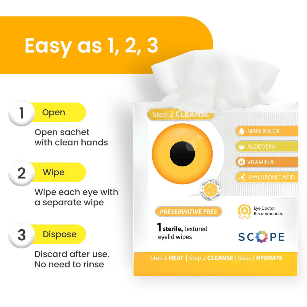 OPTASE toallita junto a regla para mostrar tamaño práctico y portabilidad