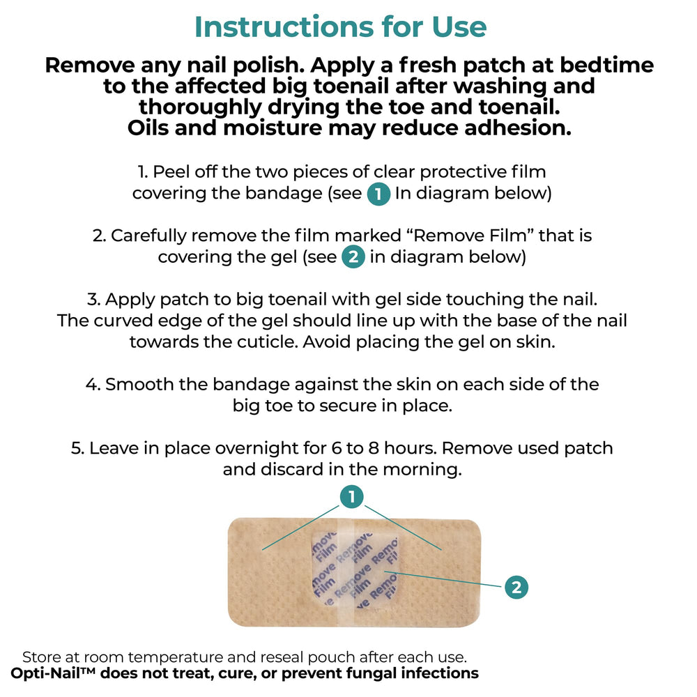 Opti-Nail etiqueta con instrucciones y ventaja de uso sencillo