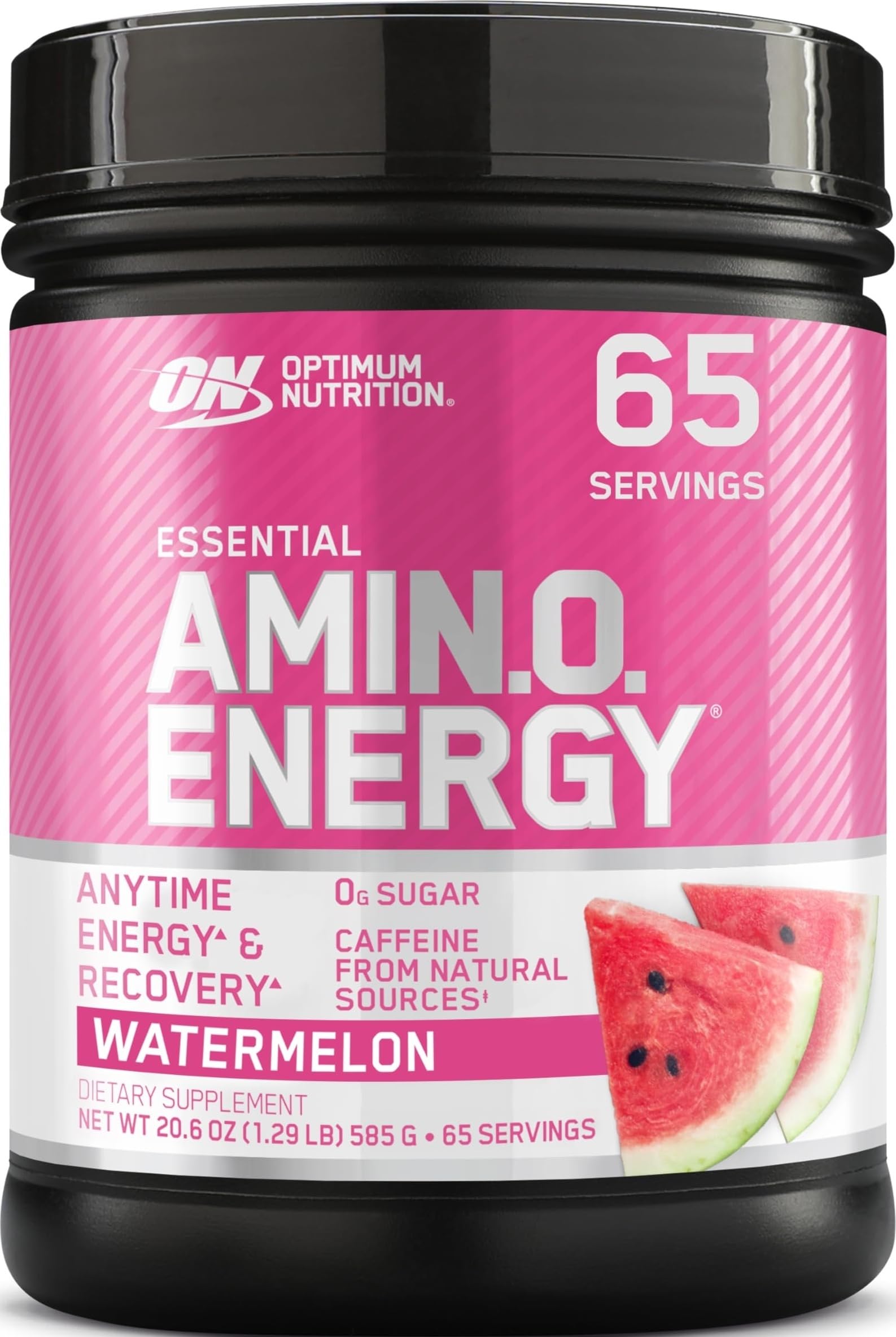 Optimum Nutrition envase frontal de Amino Energy con revisión clara del producto