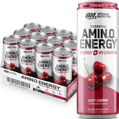 Optimum Nutrition lata frontal Juicy Cherry mostrando beneficio refrescante