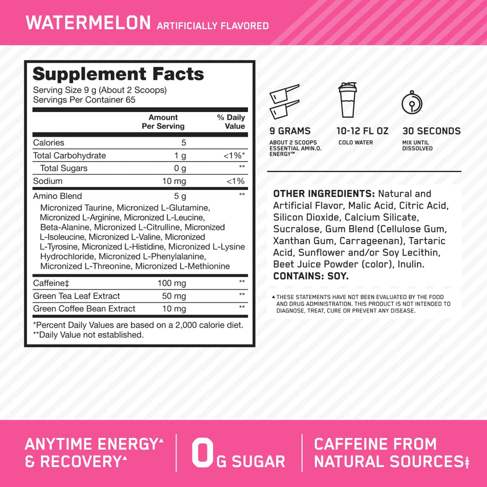 Optimum Nutrition bebida preparada en vaso, hidratación y energía inmediata